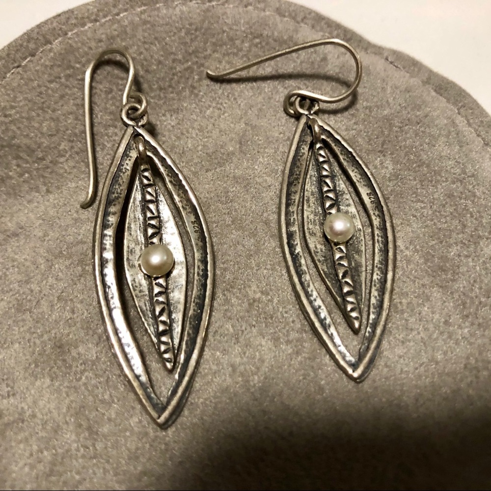 Silver and pearl earrings